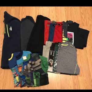 15 PC Lot Boys Shirts, Pullover Fleece, Sweatshirt, Tanks, PJ Tops Sz 14/16